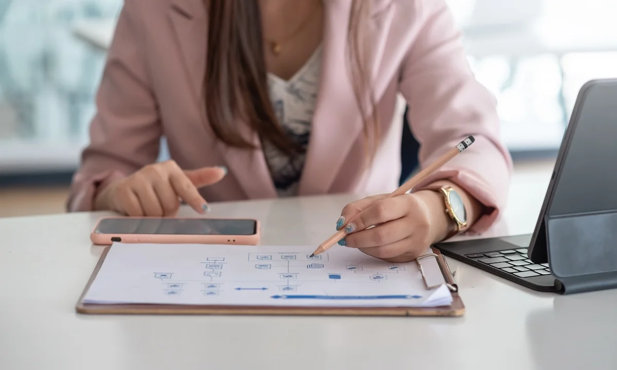 business owner reviewing bonding timeline