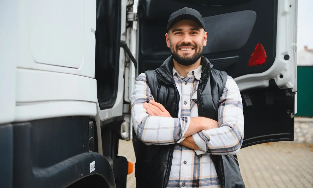 driver standing company vehicle commercial auto